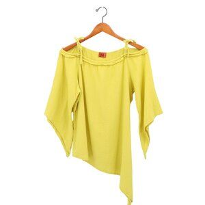 Oh My Gauze! Cold Shoulder Asymmetrical Hem Tunic Top One Size